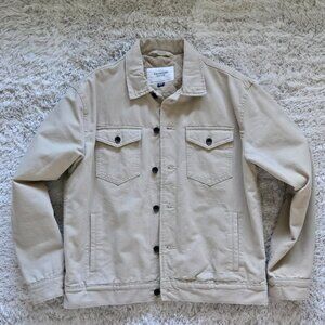 American Eagle Jacket M Canvas Tan Beige Outdoor Coat Warm Lined Field Outerwear